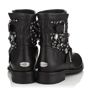 Jimmy Choo Crystal Youth Biker Boots